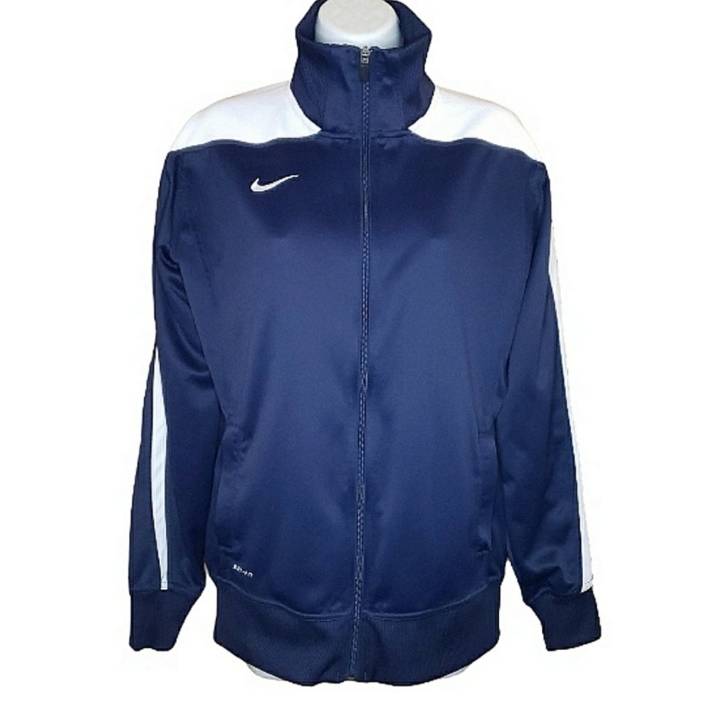 Nike - Dri-Fit Athletic Jacket  Navy White Zip up Windbreaker